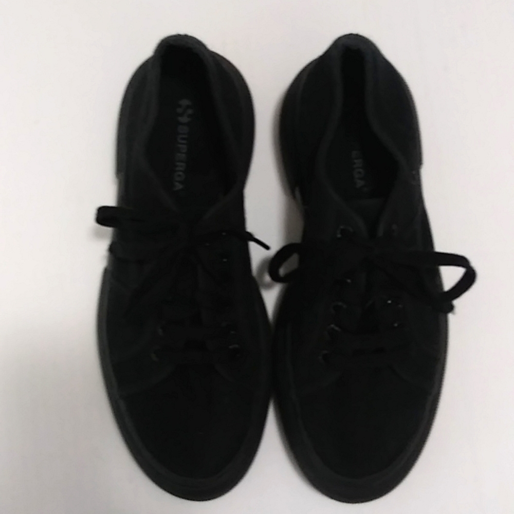 Superga black sneaker platforms